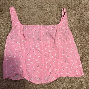 hollister pink floral crop top